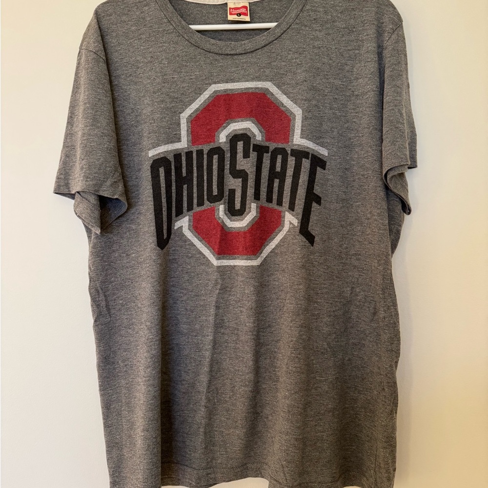 HOMAGE Ohio State Gray and Red Tee